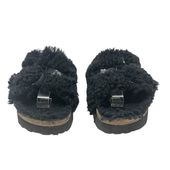 Birkenstock Papillio Arizona Big Buckle Shearling Sandals Teddy Black Size 36 - Picture 2 of 12